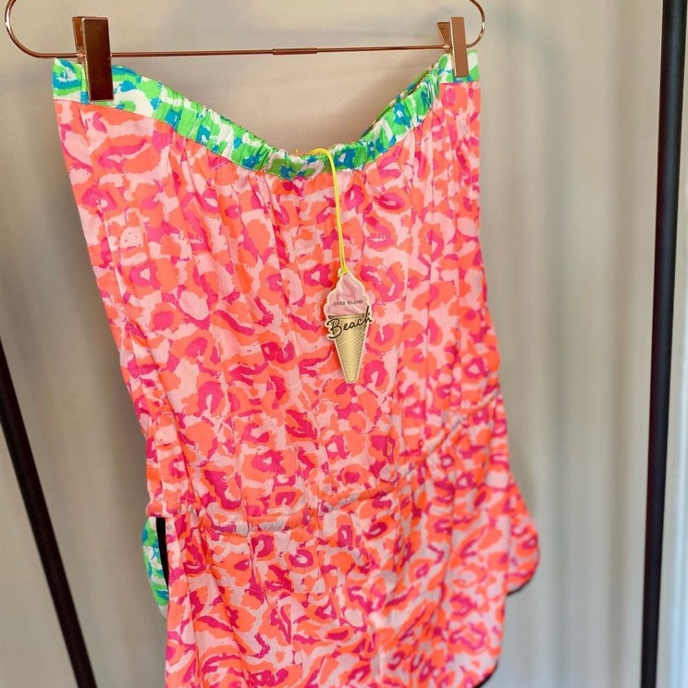 Leopard neon beach coverup